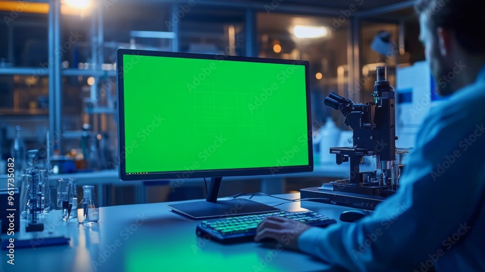 Scientist in Lab Working on Computer Scientist in Lab Working on Computer