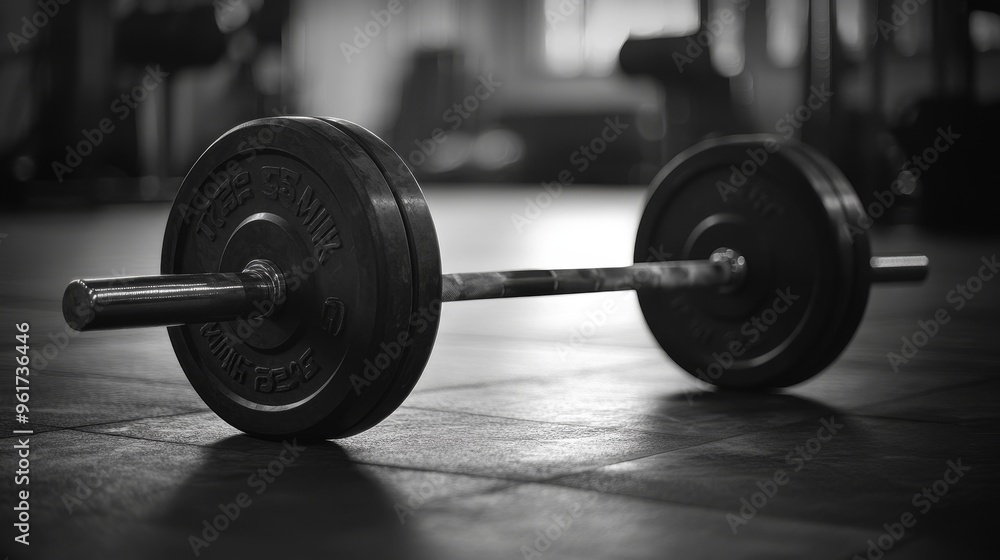 Naklejka premium A studio background full of emotions and vitality, highlighting weightlifting and strength training themes with gray, blue, and red spotlights. Very suitable for fitness and sports display