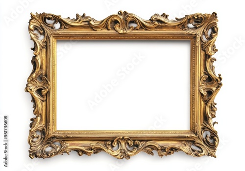 picture frames isolated on white background gold vintage set