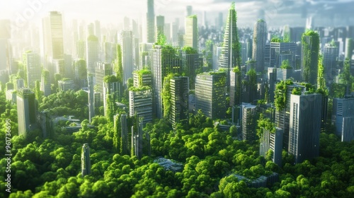 save the green planet, green cities future skyline, created using of AI tool