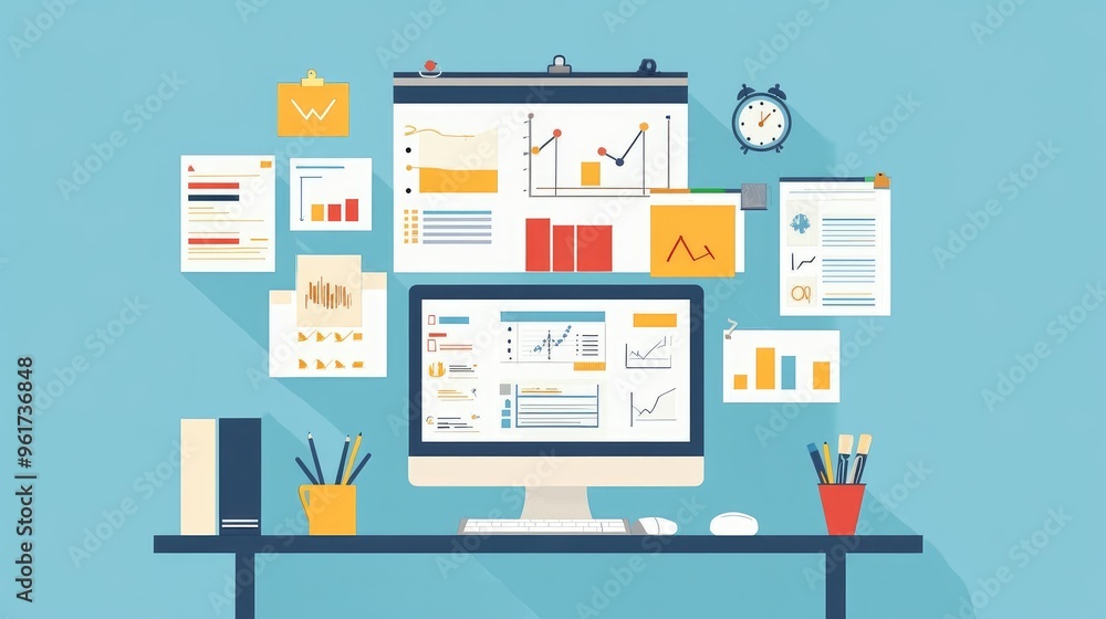 Project planning with agile methodology, flat design, front view, professional theme, cartoon drawing, Split-complementary color scheme Project planning with agile methodology, flat design, front view, professional theme, cartoon drawing, Split-complementary color scheme