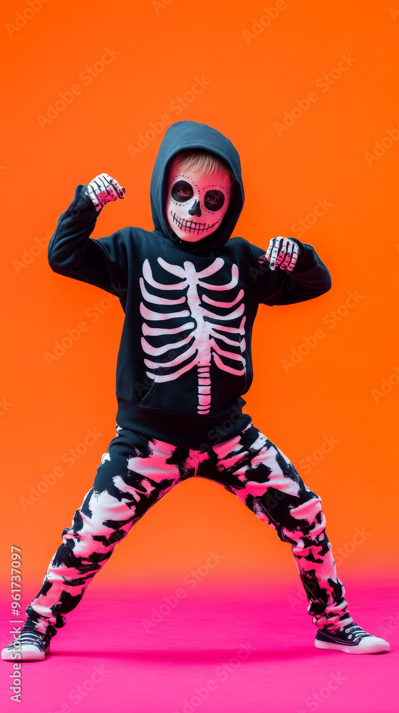 Halloween Skeleton Costume Dance, Playful and Fun Child Scene
Halloween Skeleton Costume Dance, Playful and Fun Child Scene