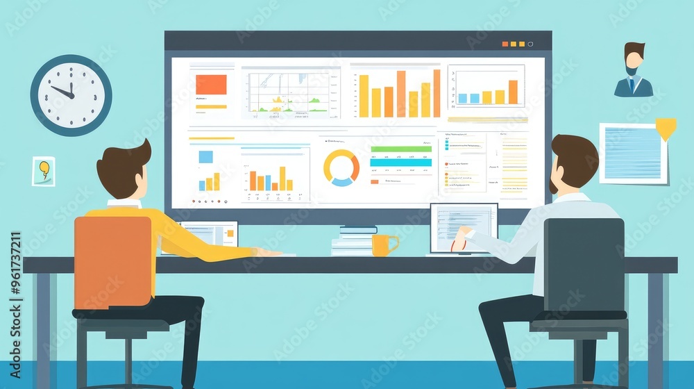Project planning with agile methodology, flat design, front view, professional theme, cartoon drawing, Split-complementary color scheme Project planning with agile methodology, flat design, front view, professional theme, cartoon drawing, Split-complementary color scheme