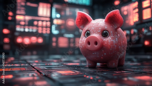 Digital Piggy Bank in a Futuristic Setting