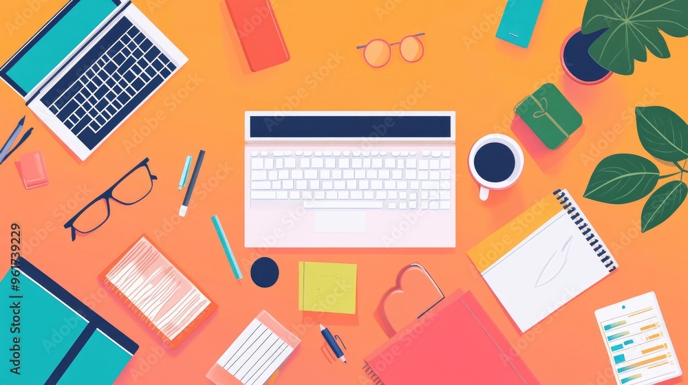 Smart project management tools for remote teams, flat design, top view, tech productivity theme, animation, Split-complementary color scheme Smart project management tools for remote teams, flat design, top view, tech productivity theme, animation, Split-complementary color scheme