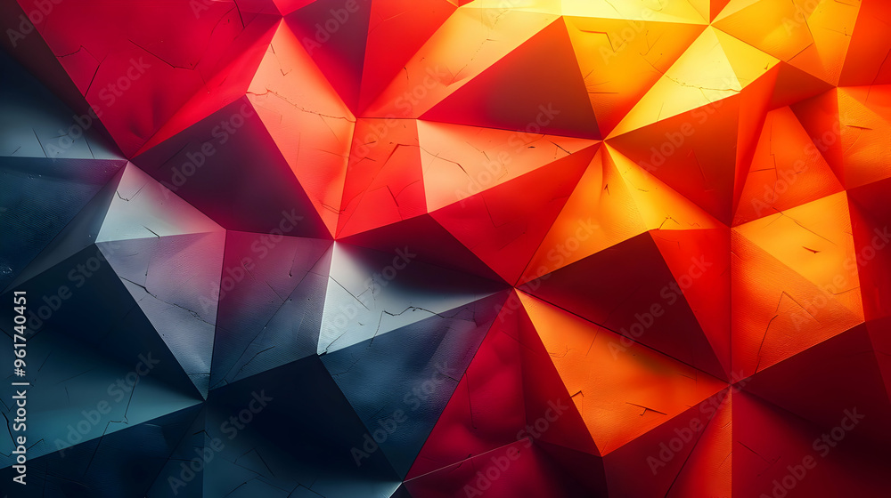 Abstract 3D Background with Red, Orange, and Blue Triangles Abstract 3D Background with Red, Orange, and Blue Triangles
