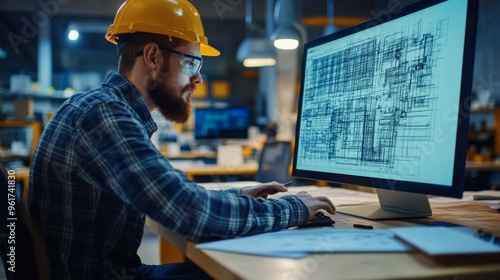 Engineer working on CAD design software