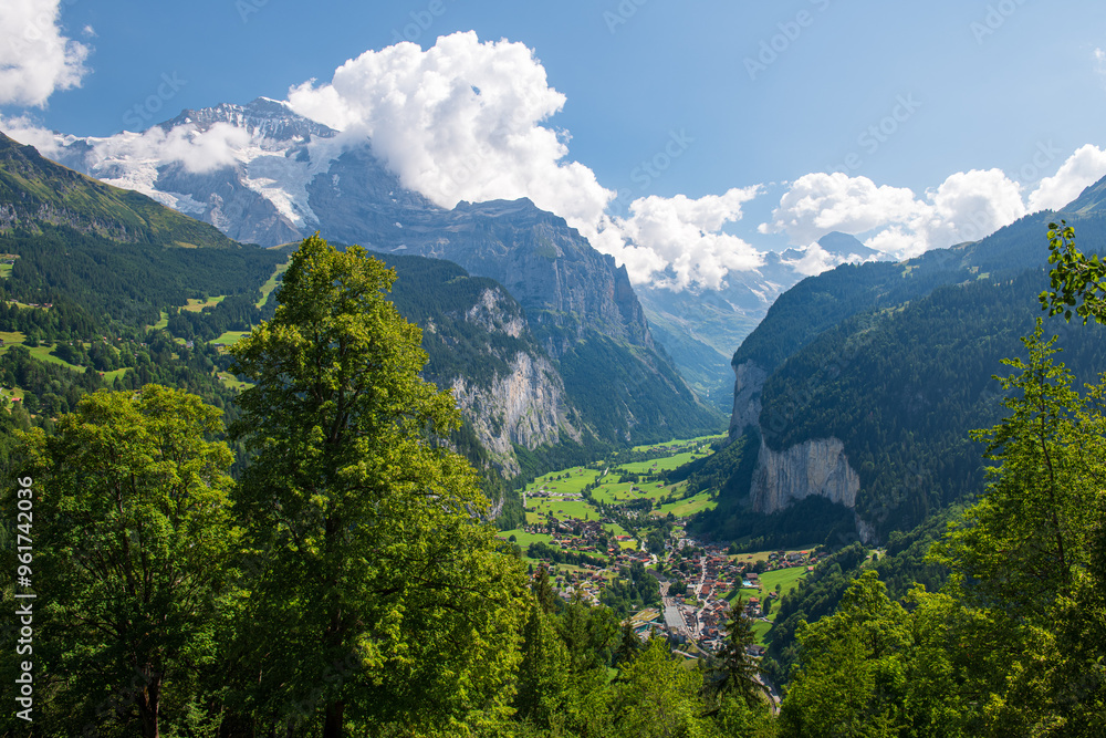 Fototapeta premium View of Lauterbrunnen and its valley, Switzerland
