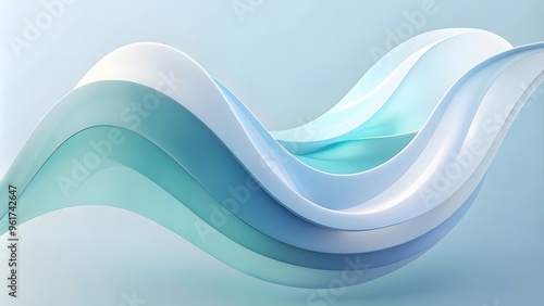 Soft Abstract minimalist wavy background in cool blue tones.