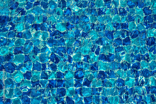 Swimming Pool Surface With Light Reflection and Water Ripple Patterns photo