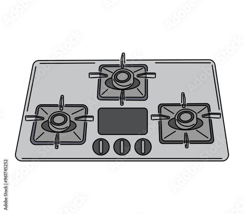 Gas Stove Illustration Suitable for the design of kitchen equipment, especially gas stoves