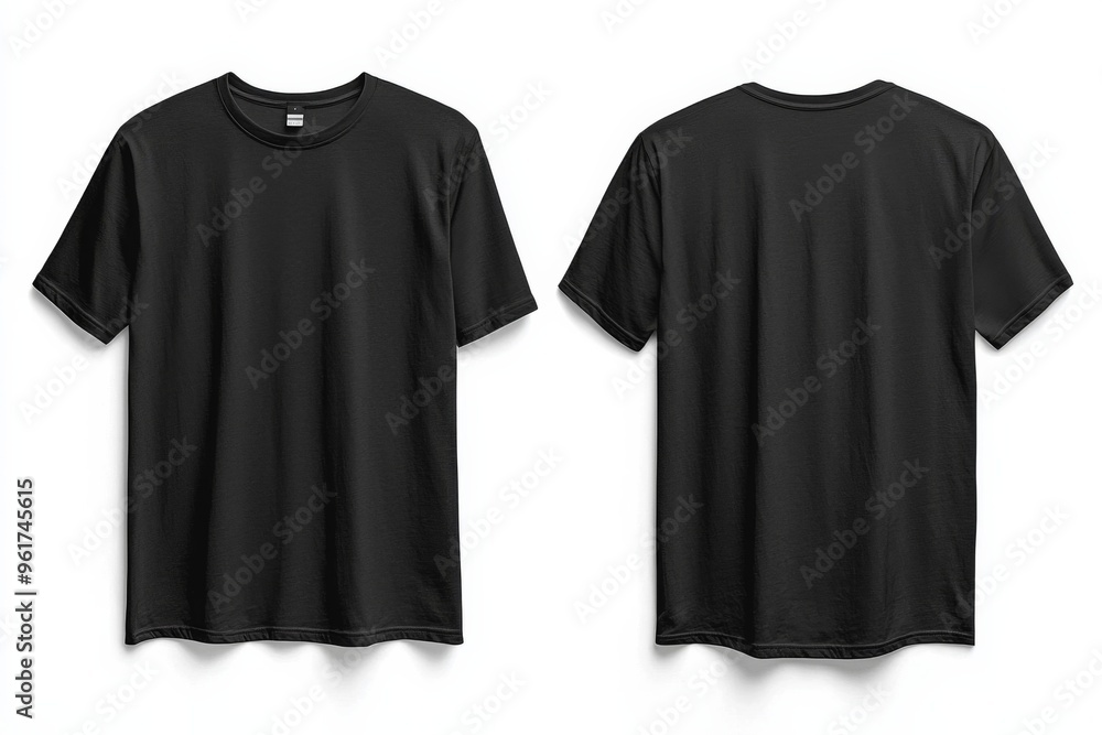 Black Tshirt Mockup Front and Back Isolated created with Generative AI Black Tshirt Mockup Front and Back Isolated created with Generative AI