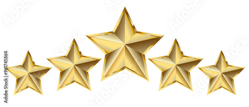 5 gold stars rating. Best product by rating. Best player. 5 stars award. Vector illustration. EPS 10