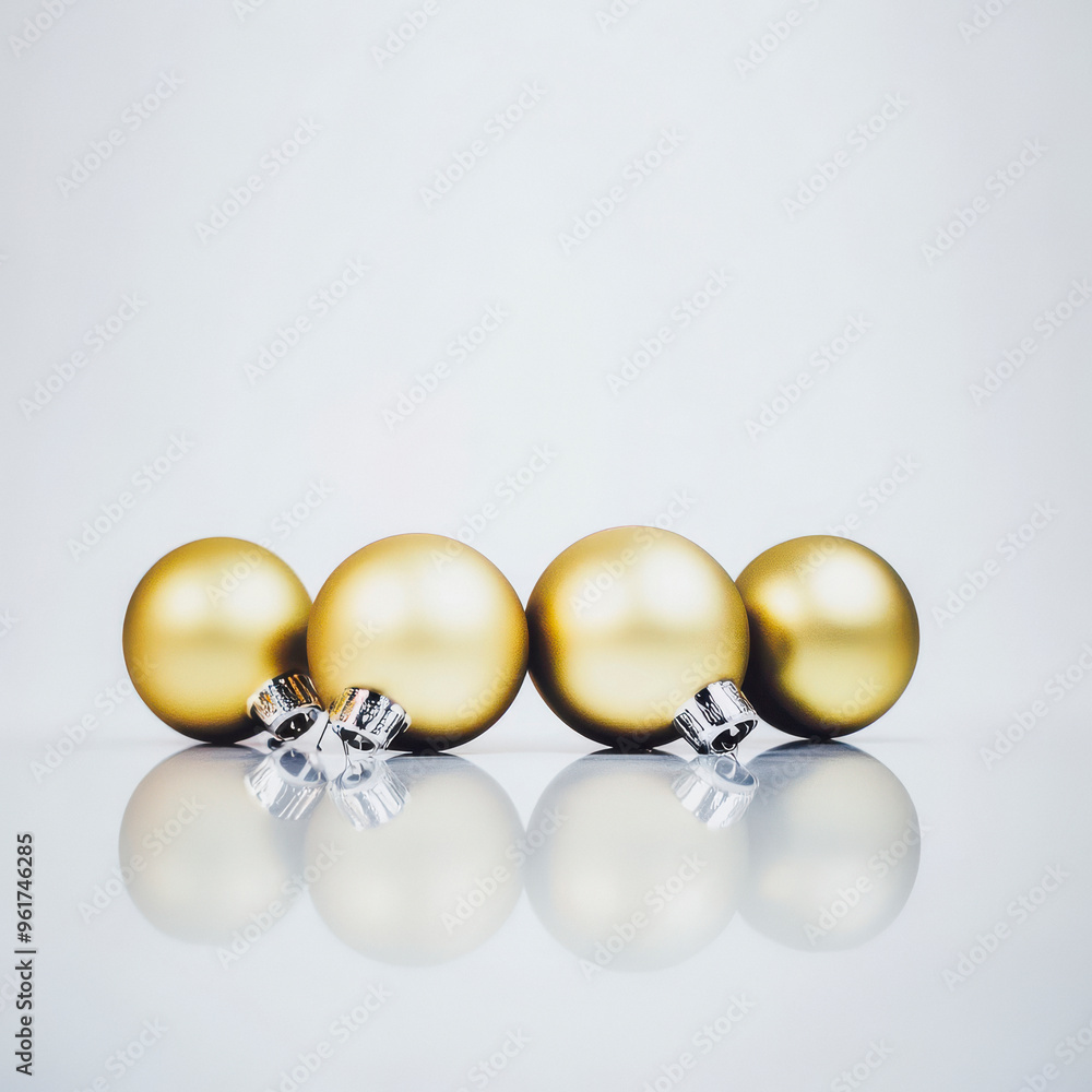 Golden Christmas balls on white background Golden Christmas balls on white background