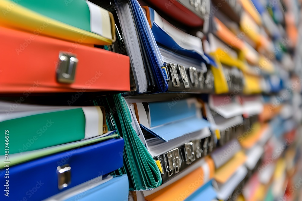 A Stack of Colorful Binders with Metal Clasps A Stack of Colorful Binders with Metal Clasps