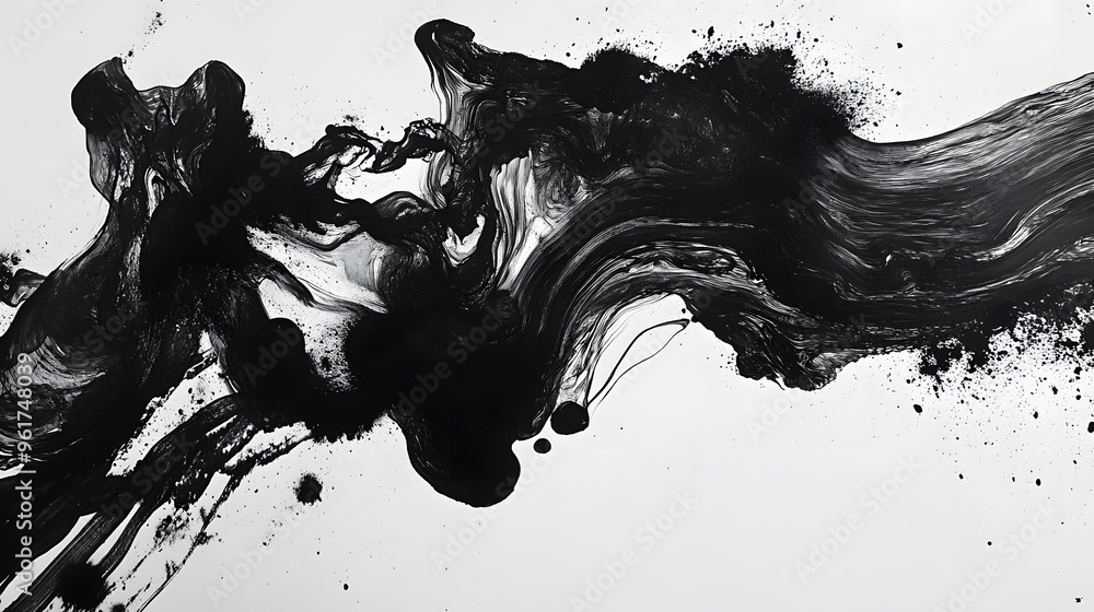 black ink art scattered in the picture white background black ink art scattered in the picture white background