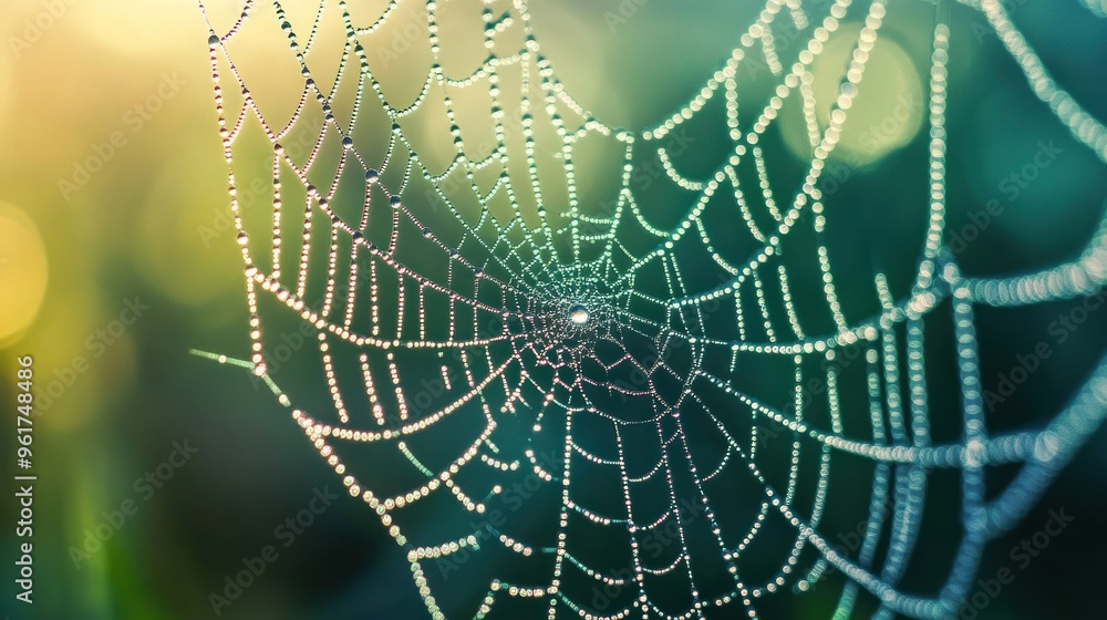 Naklejka premium A Dew-Kissed Spiderweb
