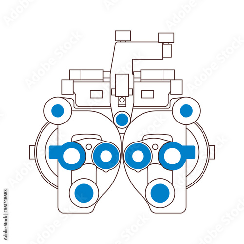 Optometry. Manual Vision Tester. Medical Equipment. Black and White Modern Flat Vector Illustration. Landing Page Design Template. Website Banner.