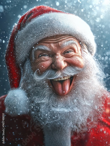 Crazy santa claus. Old fun happy. Generate Ai photo