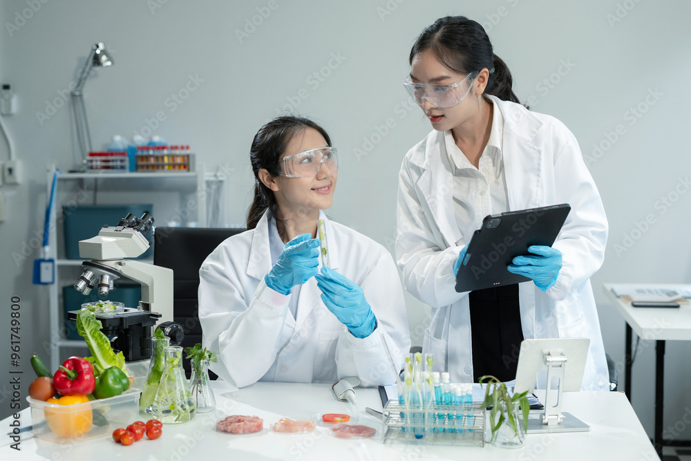 Molecule Samples in Modern Food Science Laboratory, Control experts inspect the concentration of chemical residues. hazards, standard, find prohibited substances, contaminate. Molecule Samples in Modern Food Science Laboratory, Control experts inspect the concentration of chemical residues. hazards, standard, find prohibited substances, contaminate.