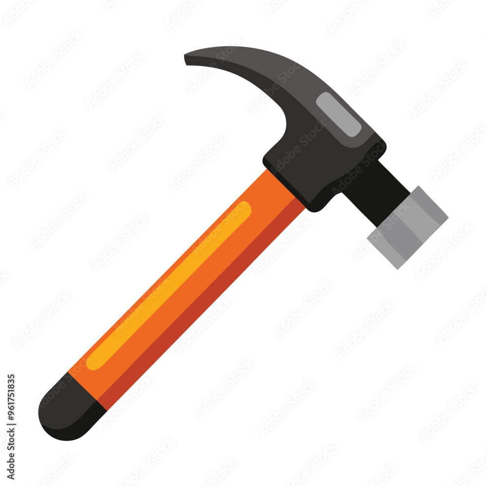 Illustration of Claw hammer with orange and black handle isolated Illustration of Claw hammer with orange and black handle isolated