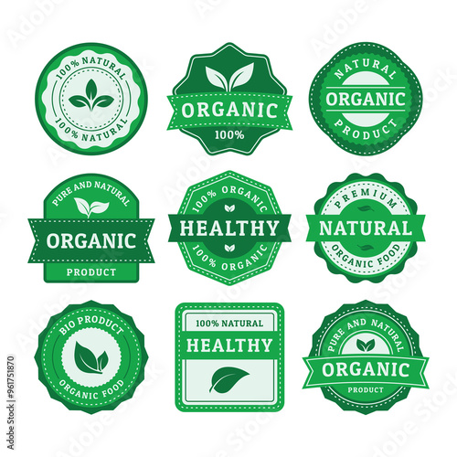 Natural product badge vector set