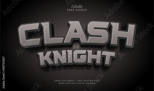 Clash Knight Editable Text Effect Style 3d Game Title and Silver Badge