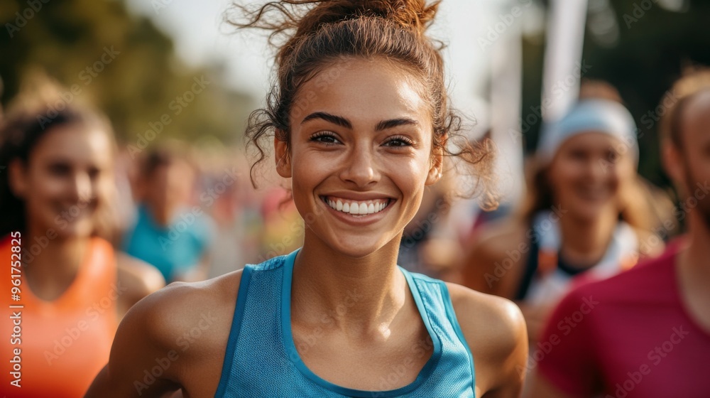 Marathon Runner Smiling in a Race Marathon Runner Smiling in a Race