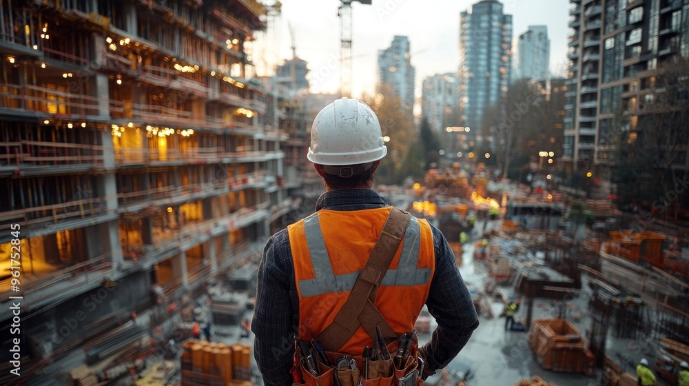 Construction Worker Gazing at Cityscape Construction Worker Gazing at Cityscape