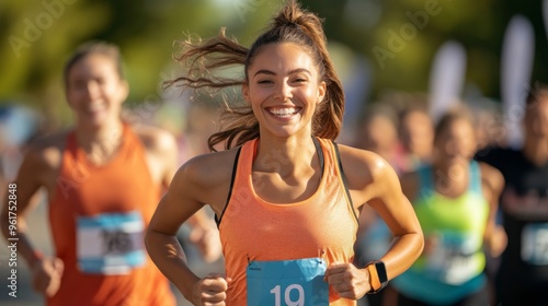 Woman running a race