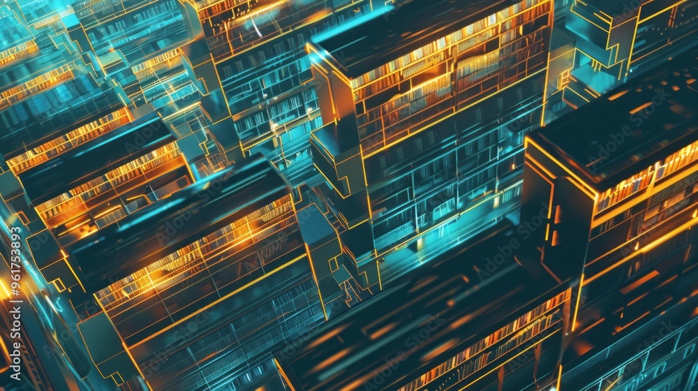 Abstract Futuristic Cityscape with Glowing Lights Abstract Futuristic Cityscape with Glowing Lights