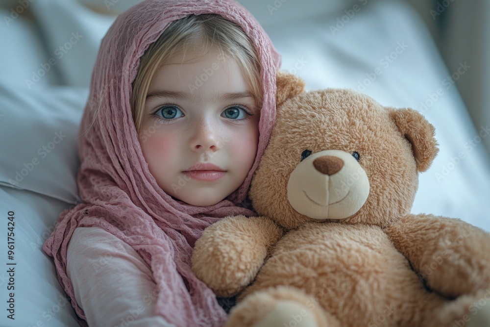 Little Girl with Teddy Bear