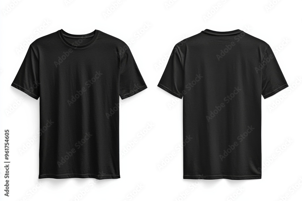 Black Tshirt Mockup Front and Back Isolated created with Generative AI Black Tshirt Mockup Front and Back Isolated created with Generative AI