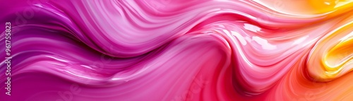 Abstract Swirling Pink, Red, and Yellow Paint.