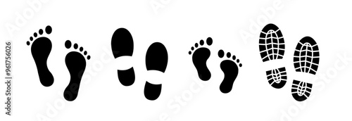 Footprint. Human footprint icon. Baby footprint.  Silhouette of footprints. Vector illustration.