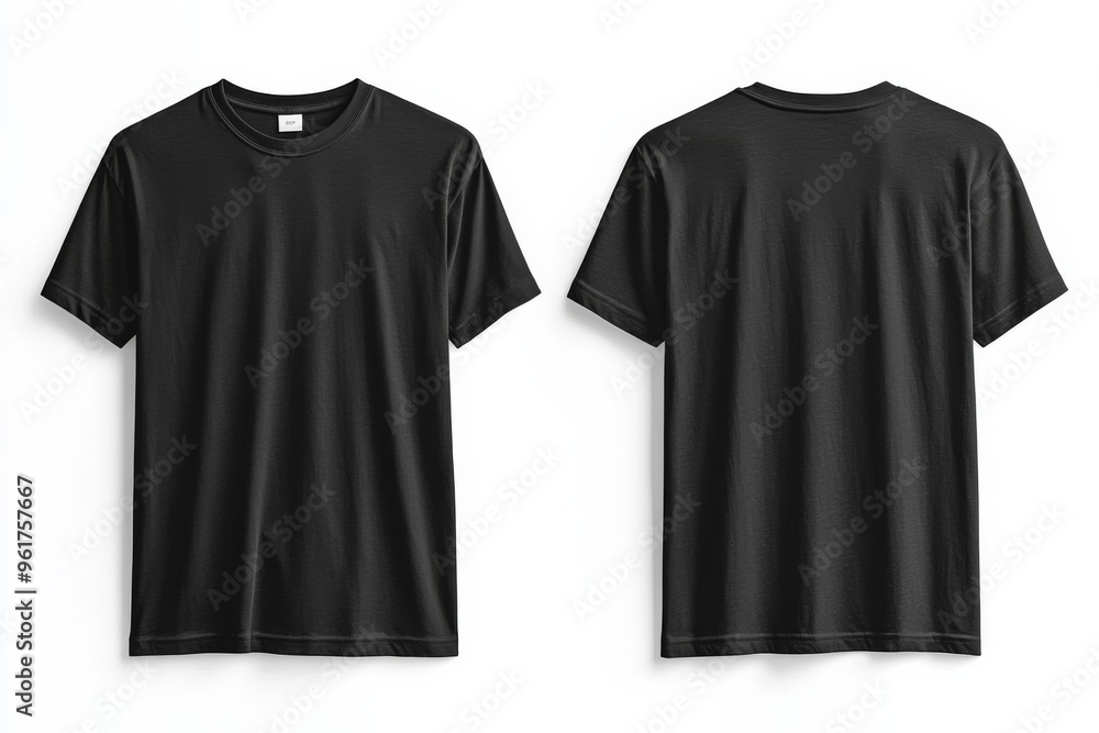 Black Tshirt Mockup Front and Back Isolated created with Generative AI Black Tshirt Mockup Front and Back Isolated created with Generative AI