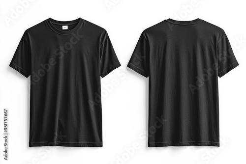 Black Tshirt Mockup Front and Back Isolated created with Generative AI