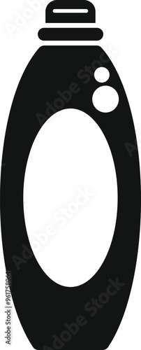 Black simple icon of a plastic bottle with dispenser pump for liquid soap, shampoo or shower gel