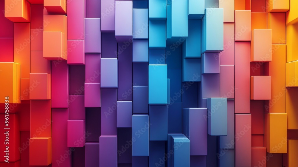 Abstract Colorful Geometric 3D Blocks Abstract Colorful Geometric 3D Blocks
