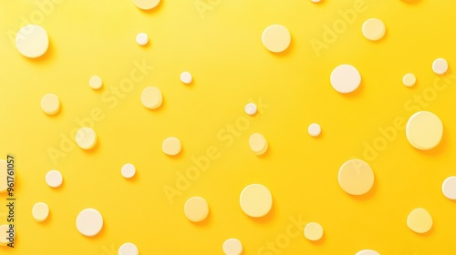 Yellow background with playful polka dots in various sizes, creating a fun and whimsical effect