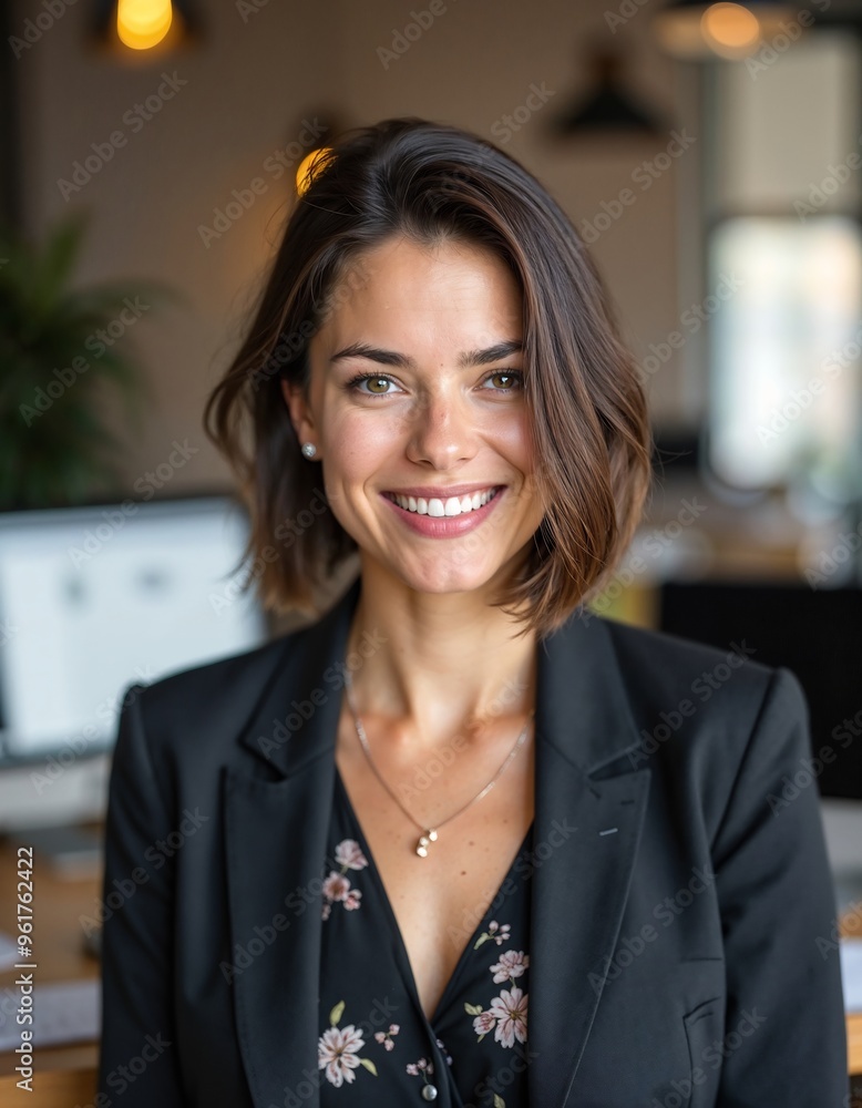Confident smiling middle-aged businesswoman | female professional standing arms crossed in office Confident smiling middle-aged businesswoman | female professional standing arms crossed in office