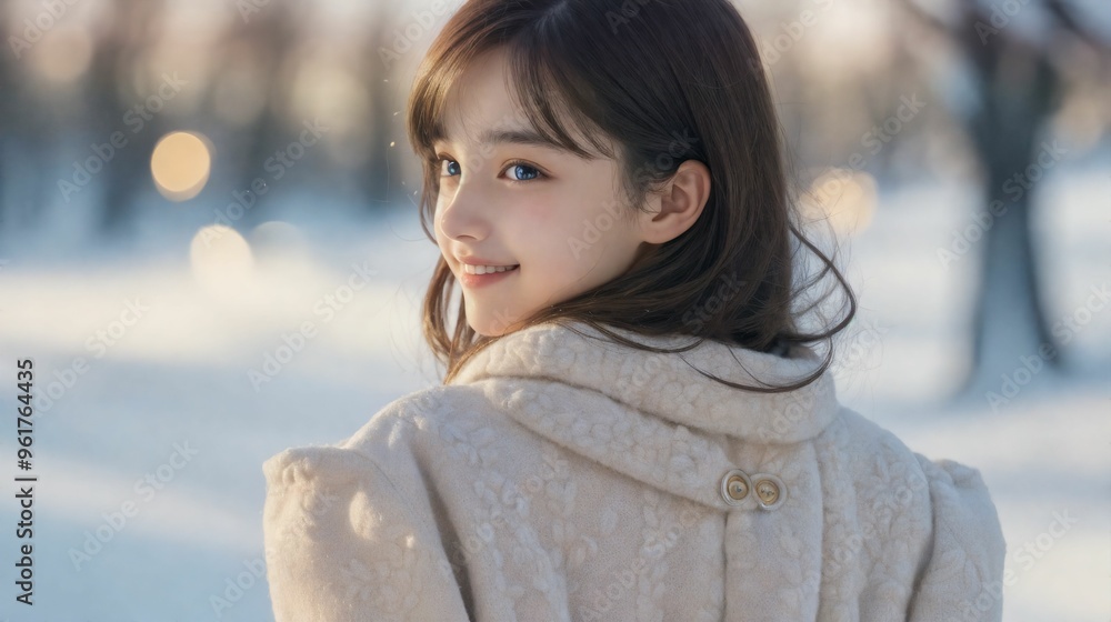 雪の中で微笑む女の子/Smiling girl in the snow 雪の中で微笑む女の子/Smiling girl in the snow