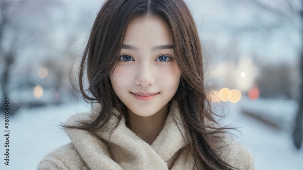 雪の中で微笑む女の子/Smiling girl in the snow 雪の中で微笑む女の子/Smiling girl in the snow