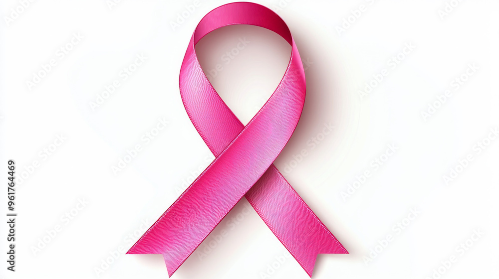 Realistic pink awareness ribbon, isolated on white. Breast Cancer Awareness Month sign. Vector illustration Realistic pink awareness ribbon, isolated on white. Breast Cancer Awareness Month sign. Vector illustration
