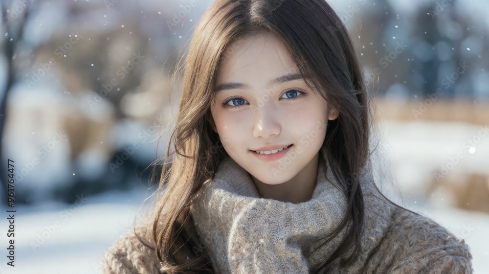 雪の中で微笑む女の子/Smiling girl in the snow 雪の中で微笑む女の子/Smiling girl in the snow