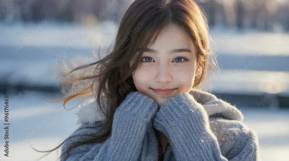 雪の中で微笑む女の子/Smiling girl in the snow 雪の中で微笑む女の子/Smiling girl in the snow
