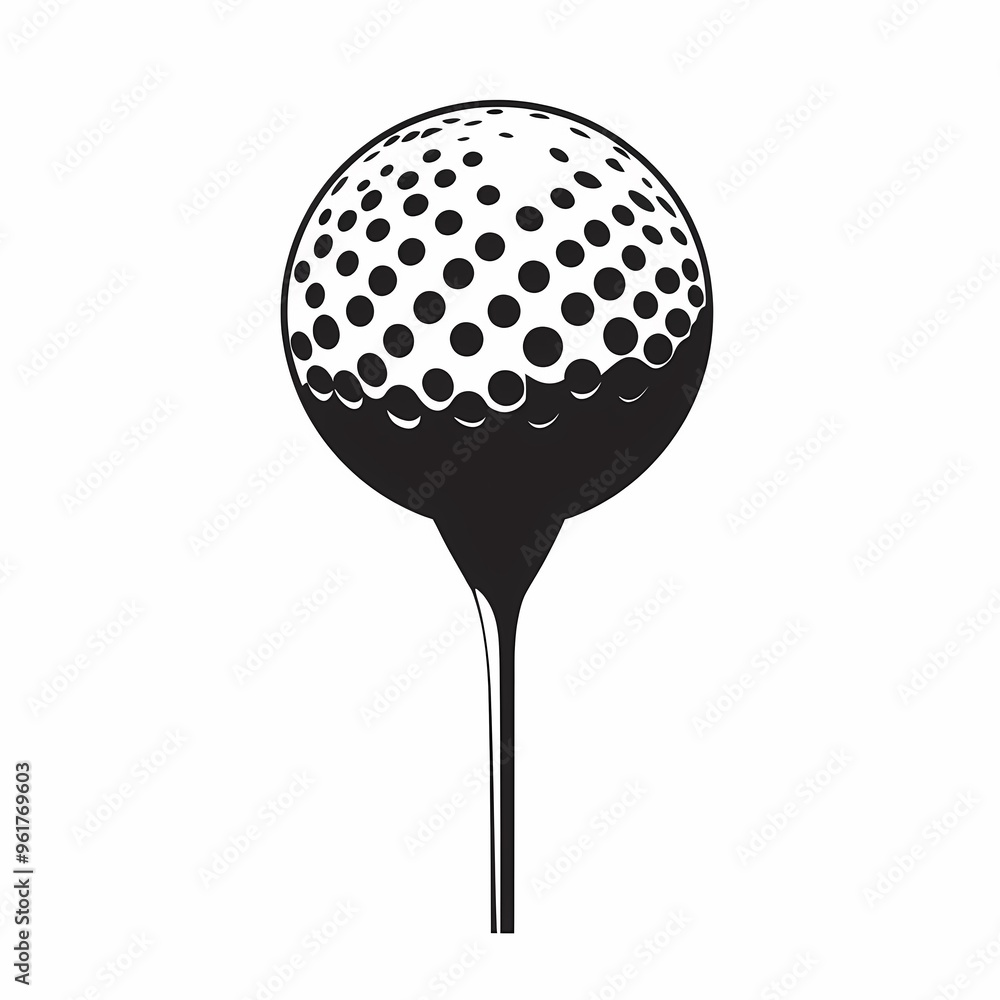 Golf Ball on a Tee with Dimples Golf Ball on a Tee with Dimples