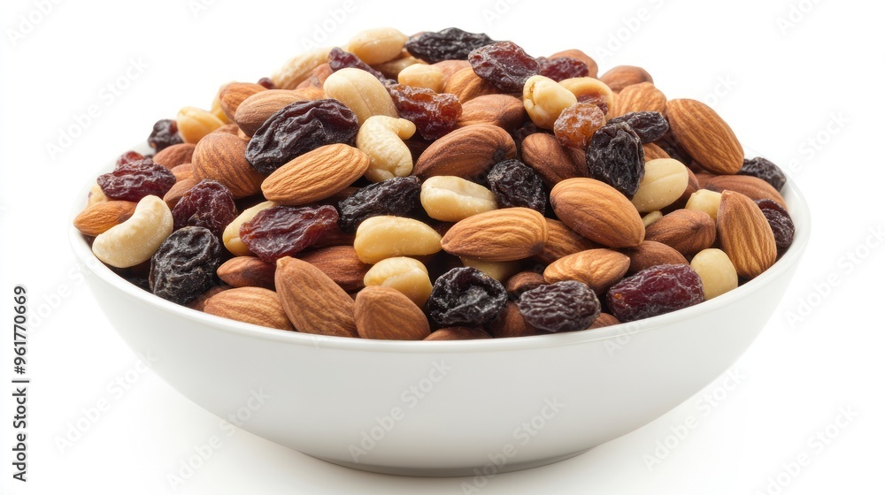 Bowl of Trail Mix with Almonds, Raisins, and Cashews Bowl of Trail Mix with Almonds, Raisins, and Cashews