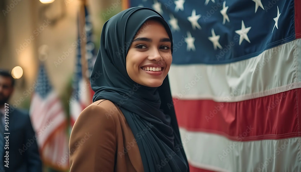 Muslim woman casting her vote in the USA presidential election Muslim woman casting her vote in the USA presidential election