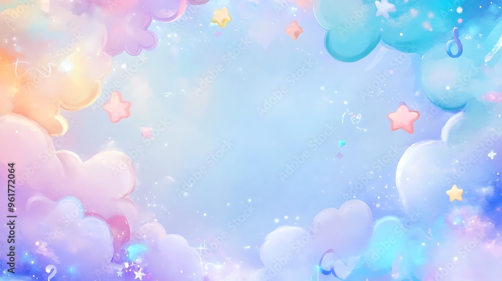 Soft Pastel Clouds with Dreamy Stars Creating a Magical Atmosphere Soft Pastel Clouds with Dreamy Stars Creating a Magical Atmosphere